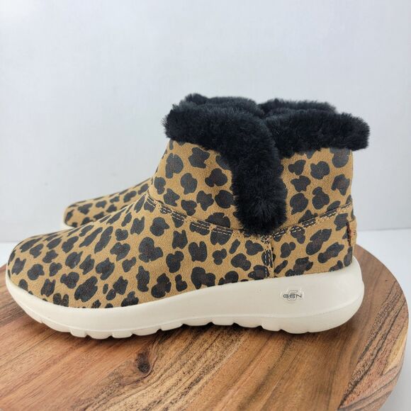 Skechers Womens Size 7 Cheetah Leather Faux Fur Slip On Boots 16608 - Picture 1 of 9